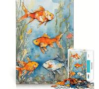 Puzzle di pesci rossi ad acquerello da 1000 pezzi per adolescenti,gioco stimolante per la mente,montaggio sicuro e stabile,divertimento serale in famiglia (50x75cm)