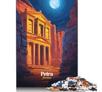 Puzzle di Petra, Giordania con vista notturna, giocattolo di carta, puzzle rettangolare, per bambini o bambine, regalo di Natale, 1000 pezzi (75x50 cm)