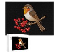 Puzzle di pettirosso seduto sul ramo di un albero di vischio per adulti giochi di attività familiari giochi decorazione della casa 300 PCS