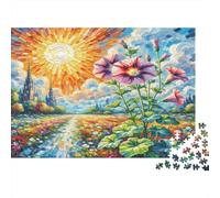 Puzzle di Petunia Ibrida 1000 pezzi Percorso illuminato dal sole bordato di fiori vibranti Gioco difficile e impegnativo, Gioco famiglia, Decorazione murale, Regalo 52x38cm/1000 pezzi