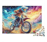 Puzzle di pilota di Motocross Psichedelico 1000 pezzi Puzzle di campo selvaggio di montagna Gioco di puzzle in famiglia ideale per rilassarsi cartone riciclato 100% decorazione da parete 52x38cm/1000