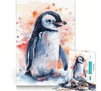 Puzzle di pinguini ad acquerello da 1000 pezzi per ragazzi,gioco stimolante per la mente,montaggio sicuro e stabile,attività divertente per tutta la famiglia (38x52cm)