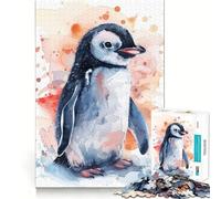 Puzzle di pinguini ad acquerello per adulti,1000 pezzi,gioco di concentrazione,tagli di precisione,bordi lisci,divertente sfida per i momenti di attesa (38x26cm)