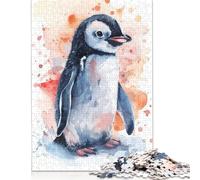 Puzzle di pinguino ad acquerello, giocattoli di decompressione, puzzle rettangolare in carta per bambini e adulti dai 12 anni in su, regali di Natale 1000 pezzi (75x50 cm)