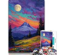 Puzzle di pittura a olio del tramonto per adolescenti, puzzle da 1000 pezzi, impegnativo da completare ma divertente e umoristico con poster abbinato e foglio di quiz, 50x75cm