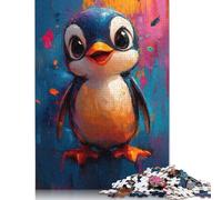 Puzzle di pittura a olio di pinguino sorridente, giocattolo educativo, puzzle di cartone di alta qualità per bambini adulti, regalo di Natale 1000 pezzi (26x38 cm)