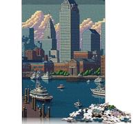 Puzzle di pixel art di Baltimora, rettangolare, in cartone riciclato al 100%, per bambini adulti, regali di Natale, 1000 pezzi (26x38 cm)