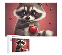 Puzzle di procione e ciliegia, 1000 pezzi, puzzle in legno personalizzato per adulti e amici, idea regalo per matrimonio, compleanno, San Valentino, decorazione per la casa