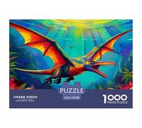 Puzzle di pterosauro per adulti e bambini | Dettagliato 1000 pezzi - Drago della giungla, arcobaleno, dinamico, selvaggio, decorazione da parete in carta riciclata e regali 52x38 cm/1000 pezzi