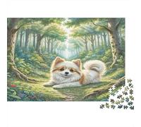 Puzzle di Puli 1000 pezzi - Carta riciclata, Pomeranian riposante in un bosco illuminato dal sole per adulti e bambini - Gioco famiglia impegnativo, Rilassamento, Grande regalo 70x50cm/1000 pezzi