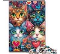 Puzzle di quattro gatti per adolescenti, giochi educativi, decorazioni per la casa, ideali come regalo per tutta la famiglia (26x38cm)