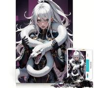 Puzzle di ragazza anime serpente bianca per adulti,1000 pezzi,gioco di memoria per allenare la mente,taglio preciso,finitura di alta qualità,modo coinvolgente per passare il tempo libero (38x52cm)