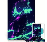 Puzzle di ragazze anime al neon per adolescenti, 1000 pezzi, giocattolo rilassante e divertente, opera d'arte dai contorni netti, oggetto da collezione (38x26cm)