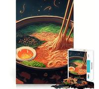 Puzzle di ramen giapponese da 1000 pezzi per adolescenti, stimola la memoria, facile da realizzare, con bordi puliti, a sorpresa per Natale (38x26cm)