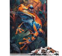 Puzzle di rane arancioni tropicali per adulti, puzzle in legno, gioco di sfida per l'esercizio del cervello, regali di intrattenimento, attività per la famiglia, 1000 pezzi (75x50 cm)