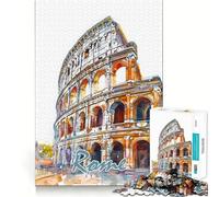 Puzzle di Roma ad acquerello da 1000 pezzi per ragazzi, gioco di logica e abilità, rilassante e divertente, con tagli precisi, (38x52cm)