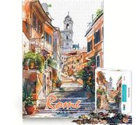 Puzzle di Roma ad acquerello per adulti, 1000 pezzi, gioco di abilità mentale, hobby tranquillo, design, assemblaggio, regalo per le vacanze (38x26cm)