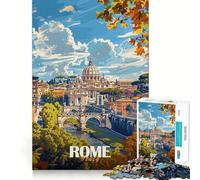 Puzzle di Roma con panorama e Basilica di San Pietro, 1000 pezzi, ideale per ragazzi, stimola la memoria, rilassante e divertente, con taglio di alta qualità e design elegante (50x75cm)