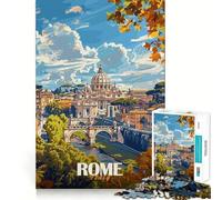 Puzzle di Roma con panorama e Basilica di San Pietro, 1000 pezzi, per adulti, ideale per migliorare la memoria, alleviare l'ansia, assemblare e creare un'attività artistica (38x52cm)