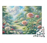 Puzzle di Rosa 1000 pezzi Percorso floreale con rose, margherite e una ape per adulti e bambini - Gioco difficile e impegnativo, Gioco educativo, Attività in casa 52x38cm/1000 pezzi