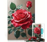 Puzzle di rosa rossa con bocciolo per adulti, 1000 pezzi, migliora la memoria, rilassa la mente, opera d'arte dai bordi netti (38x52cm)