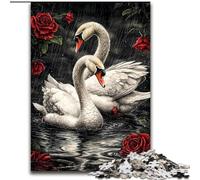 Puzzle di rose e cigni bianchi per adulti e adolescenti, per ammazzare il tempo durante le vacanze a casa Ogni pezzo è unico Gioco stimolante e divertente per tutta la famiglia (50x75cm)