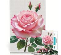 Puzzle di rose rosa con boccioli per ragazzi, 1000 pezzi, per rafforzare la memoria, favorire la calma, un passatempo di qualità, ideale come regalo festivo (38x52cm)