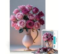 Puzzle di rose rosa e viola in vaso, 1000 pezzi, per adulti, gioco cognitivo, divertente da assemblare, pezzo da collezione (38x26cm)
