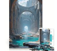 Puzzle di rovine antiche con corso d'acqua turchese,1000 pezzi,divertente rompicapo cognitivo,pezzi ad incastro perfetti,regalo di compleanno (38x26cm)