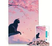 Puzzle di Sakura con gatto per adulti, 1000 pezzi, stimola la memoria, gioco di gruppo, assemblaggio, sorpresa natalizia (50x75cm)