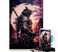 Puzzle di Samurai Giappone Neon Cherry, 1000 pezzi, per adulti, ideale per stimolare la memoria, favorire la calma e ottenere un taglio preciso, un classico regalo (50x75cm)