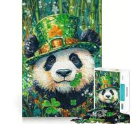 Puzzle di San Patrizio con panda per ragazzi, 1000 pezzi, gioco di logica, lento, divertente, taglio perfetto, sorpresa di compleanno (38x52cm)