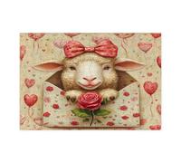 Puzzle di San Valentino a forma di pecora, per adulti, 300 pezzi, lettere d'amore per amanti degli animali, decorazioni stampate per feste di intrattenimento