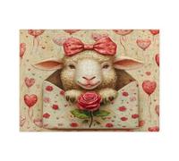 Puzzle di San Valentino a forma di pecora, per adulti, 500 pezzi, lettere d'amore per amanti degli animali, puzzle in legno, decorazioni stampate per feste di intrattenimento