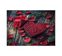 Puzzle di San Valentino con rose floreali per adulti, 500 pezzi, puzzle in legno 3D a forma di cuore romantico, decorazione stampata per intrattenimento creativo