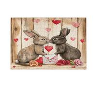Puzzle di San Valentino Coniglio Coniglio per Adulti 300 Pezzi, Rustico Coppia di Animali di Campagna, Puzzle in legno, Decorazioni per la Casa Intrattenimento