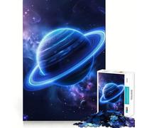Puzzle di Saturno con anelli blu da 1000 pezzi per ragazzi, gioco di logica, gioco di gruppo, taglio di precisione, regalo pensato (50x75cm)