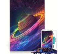 Puzzle di Saturno con anelli luminosi da 1000 pezzi per adulti, gioco di abilità mentale, relax, design, assemblaggio, pezzo da collezione (38x52cm)