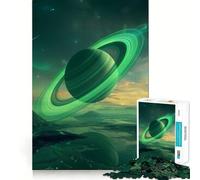 Puzzle di Saturno con anelli verdi per ragazzi, 1000 pezzi, gioco per allenare la mente, design rilassante, assemblaggio, sorpresa di Natale (38x26cm)