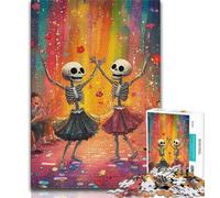 Puzzle di scheletri danzanti per adolescenti, puzzle da 1000 pezzi, antistress, sfida difficile, decorazioni e regali unici per la casa, 38x26cm