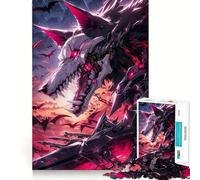 Puzzle di scheletro di lupo in stile anime per ragazzi, 1000 pezzi, gioco di logica, divertimento al chiuso, bordi precisi, pezzo da collezione 38x52cm