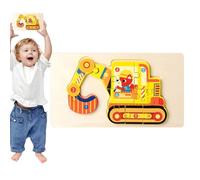 Puzzle di scuolabus, puzzle di veicoli in legno,Puzzle di escavatori di legno del fumetto - di apprendimento portatile, forniture di educazione precoce per abilità motorie, modo
