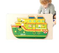 Puzzle di scuolabus, puzzle di veicoli in legno | Puzzle educativi per camion dei pompieri | Assistenza per l'apprendimento portatile, forniture per l'istruzione precoce per le capacità motorie, la ca