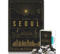 Puzzle di Seul, Corea del Sud, per adolescenti, 1000 pezzi, giocattoli educativi per l'apprendimento, giochi per famiglie con poster abbinato e foglio di quiz, 50x75cm