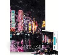 Puzzle di Shanghai "Notte ad Acquerello" da 1000 pezzi,gioco di concentrazione mentale,tagli di precisione,bordi lisci,attività rilassante per serate tranquille (38x26cm)