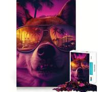 Puzzle di Shiba Inu con occhiali da sole per ragazzi, 1000 pezzi, gioco di logica, divertimento al chiuso, bordi precisi, pezzo da collezione 38x52cm