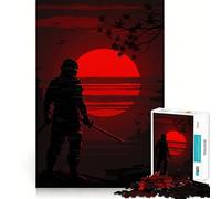 Puzzle di silhouette di ninja con spade al tramonto per adulti, 1000 pezzi, per rafforzare la memoria, alleviare lo stress, bordi lisci, regalo speciale 38x52cm