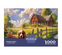 Puzzle di Springer Spaniel da 1000 Pezzi, Tema Cavalier King Charles Spaniel, Sfondo di Fattoria Allegra per Adulti, Gioco Educativo Stimolante, Regalo Divertente, Attività per Casa, 70x50cm