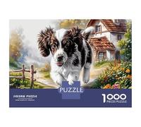 Puzzle di Springer Spaniel per Adulti da 1000 Pezzi, Carta Riciclata, Tema Australian Shepherd, Sfondo di Fattoria Allegra, Divertente e Stimolante, Decorazione Murale e Regalo, 70x50cm
