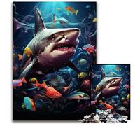 Puzzle di squalo per adulti, 1000 pezzi, in cartone, ideali per gli innamorati, perfetti come regalo di Natale, Capodanno e San Valentino, 26X38CM/10,23x14,96 pollici.